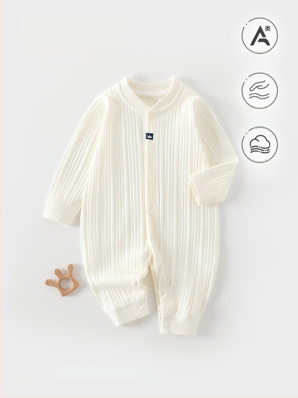 Naujagimiui kombinezonas iš 100% medvilnės, be siūlių jacquard audinys, ilgomis rankovėmis, vientisas, tinkamas visiems metų laikams, miego drabužiai kūdikiams