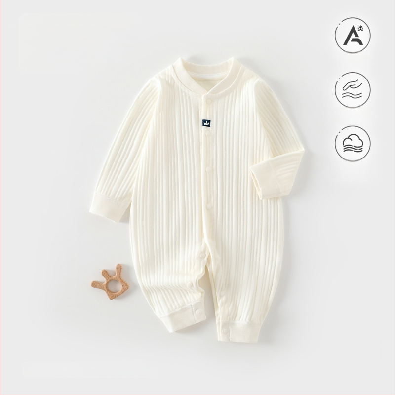 Naujagimiui kombinezonas iš 100% medvilnės, be siūlių jacquard audinys, ilgomis rankovėmis, vientisas, tinkamas visiems metų laikams, miego drabužiai kūdikiams