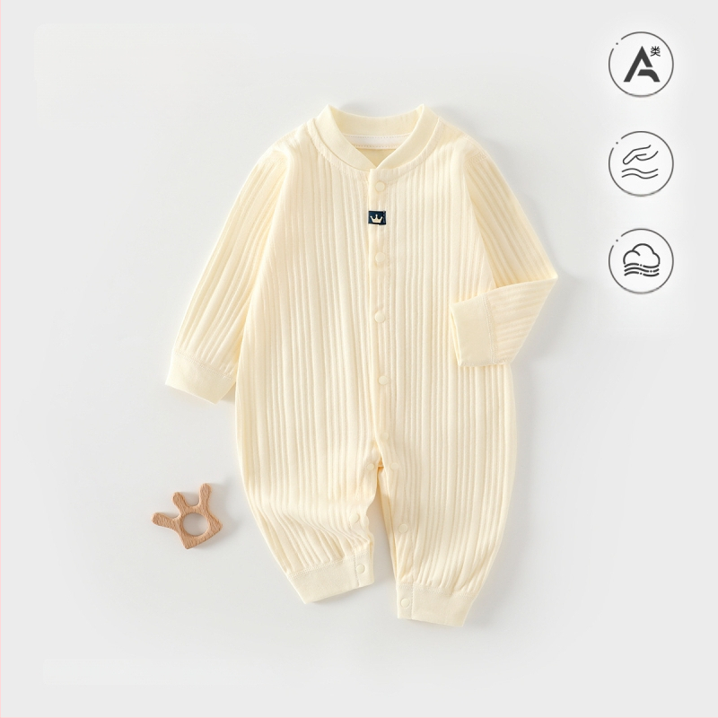 Naujagimiui kombinezonas iš 100% medvilnės, be siūlių jacquard audinys, ilgomis rankovėmis, vientisas, tinkamas visiems metų laikams, miego drabužiai kūdikiams