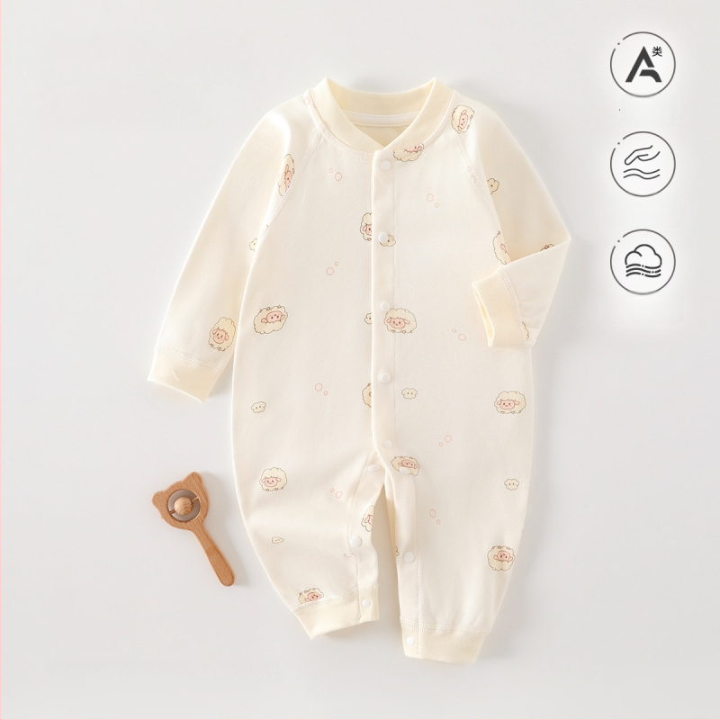 Naujagimiui kombinezonas iš 100% medvilnės, be siūlių jacquard audinys, ilgomis rankovėmis, vientisas, tinkamas visiems metų laikams, miego drabužiai kūdikiams