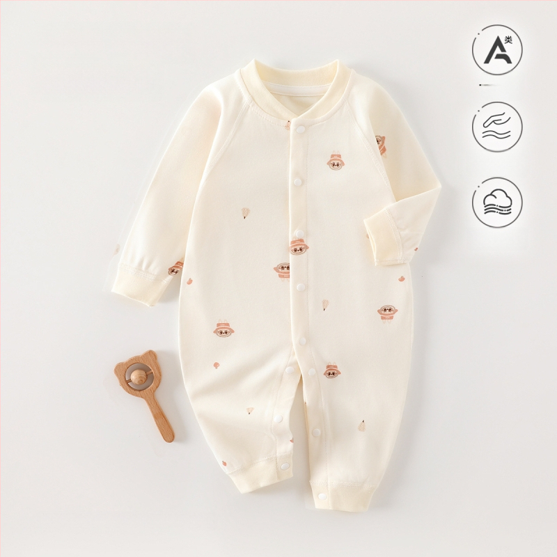 Naujagimiui kombinezonas iš 100% medvilnės, be siūlių jacquard audinys, ilgomis rankovėmis, vientisas, tinkamas visiems metų laikams, miego drabužiai kūdikiams