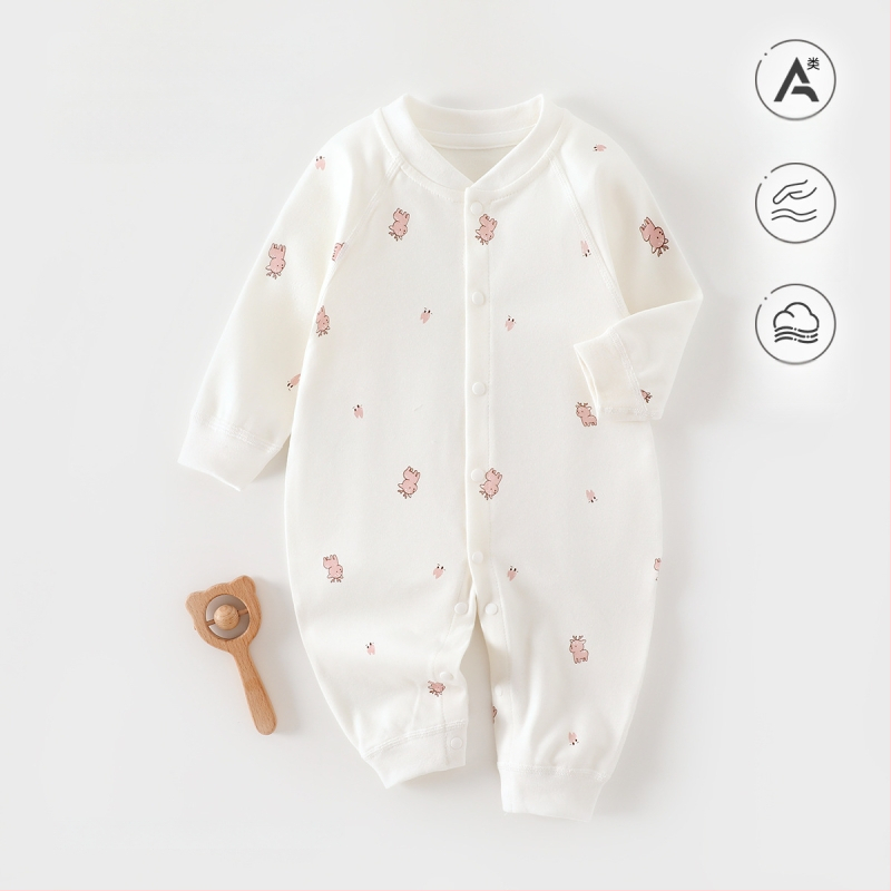 Naujagimiui kombinezonas iš 100% medvilnės, be siūlių jacquard audinys, ilgomis rankovėmis, vientisas, tinkamas visiems metų laikams, miego drabužiai kūdikiams