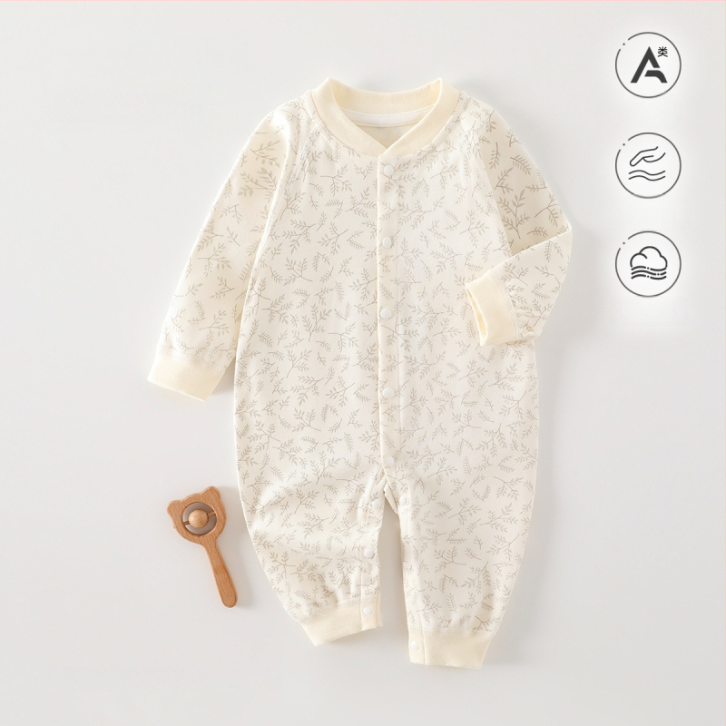 Naujagimiui kombinezonas iš 100% medvilnės, be siūlių jacquard audinys, ilgomis rankovėmis, vientisas, tinkamas visiems metų laikams, miego drabužiai kūdikiams