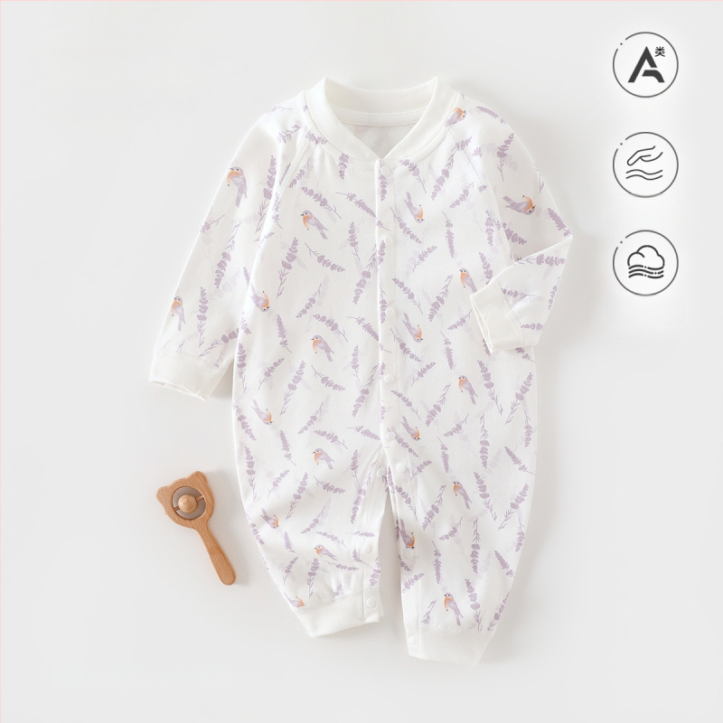 Naujagimiui kombinezonas iš 100% medvilnės, be siūlių jacquard audinys, ilgomis rankovėmis, vientisas, tinkamas visiems metų laikams, miego drabužiai kūdikiams