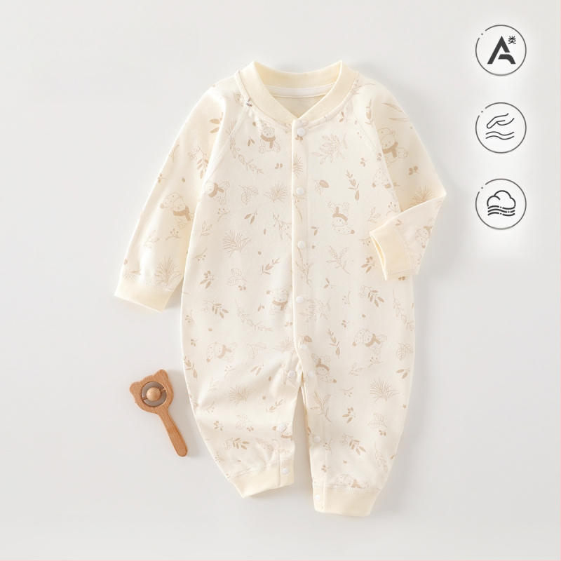 Naujagimiui kombinezonas iš 100% medvilnės, be siūlių jacquard audinys, ilgomis rankovėmis, vientisas, tinkamas visiems metų laikams, miego drabužiai kūdikiams