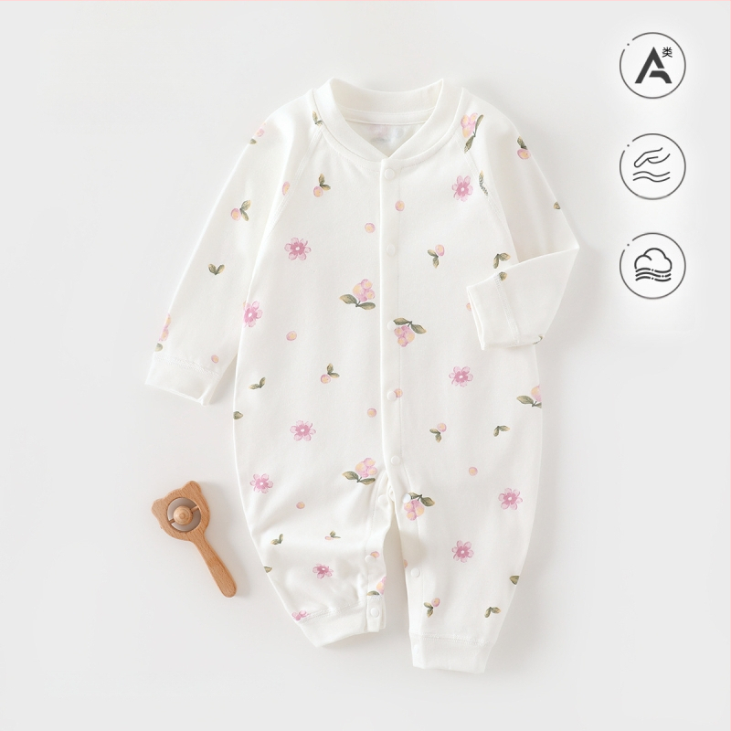 Naujagimiui kombinezonas iš 100% medvilnės, be siūlių jacquard audinys, ilgomis rankovėmis, vientisas, tinkamas visiems metų laikams, miego drabužiai kūdikiams