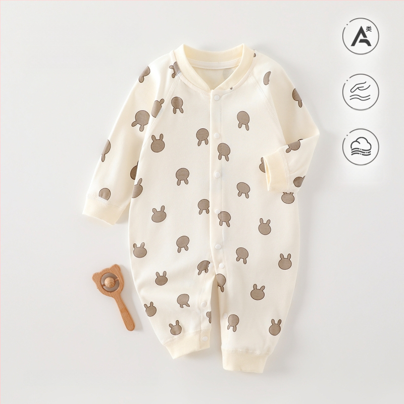 Naujagimiui kombinezonas iš 100% medvilnės, be siūlių jacquard audinys, ilgomis rankovėmis, vientisas, tinkamas visiems metų laikams, miego drabužiai kūdikiams