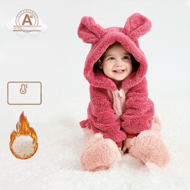 Bebriuko kombinezonas su Panda motyvu, gobtuvu iš Sherpa pūkų, storas audinys, užtrauktukas, amžius 1–3 metų (aukštis 80–100 cm)