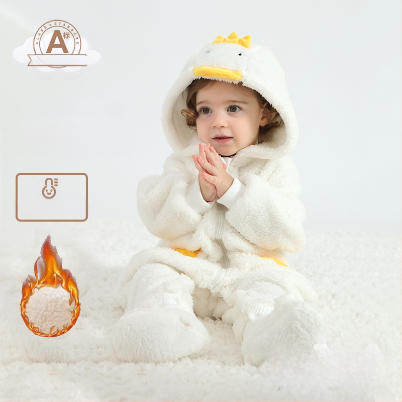 Bebriuko kombinezonas su Panda motyvu, gobtuvu iš Sherpa pūkų, storas audinys, užtrauktukas, amžius 1–3 metų (aukštis 80–100 cm)