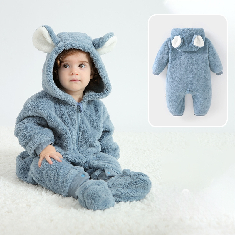 Bebriuko kombinezonas su Panda motyvu, gobtuvu iš Sherpa pūkų, storas audinys, užtrauktukas, amžius 1–3 metų (aukštis 80–100 cm)