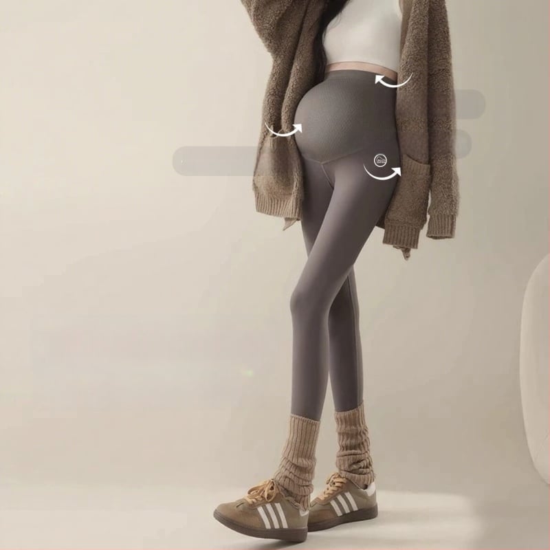Κολάν εγκυμοσύνης για γιόγκα, με θερμό εσωτερικό φλίς, στήριξη κοιλιάς, chenille ύφασμα με 30–50% spandex, φαρδιά γραμμή, φθινόπωρο–χειμώνας