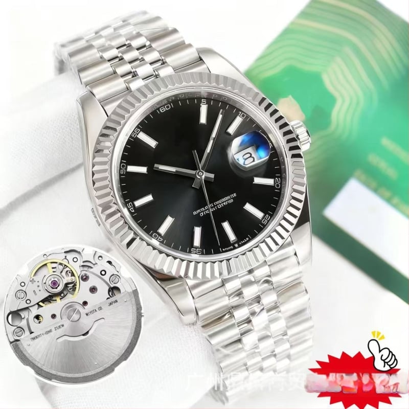 Vīriešu mehāniskais pulkstenis ar kustību 8215, safīra kristāla stikls, ūdensizturīgs, nerūsējošā tērauda korpuss un siksna, luminescējošs displejs