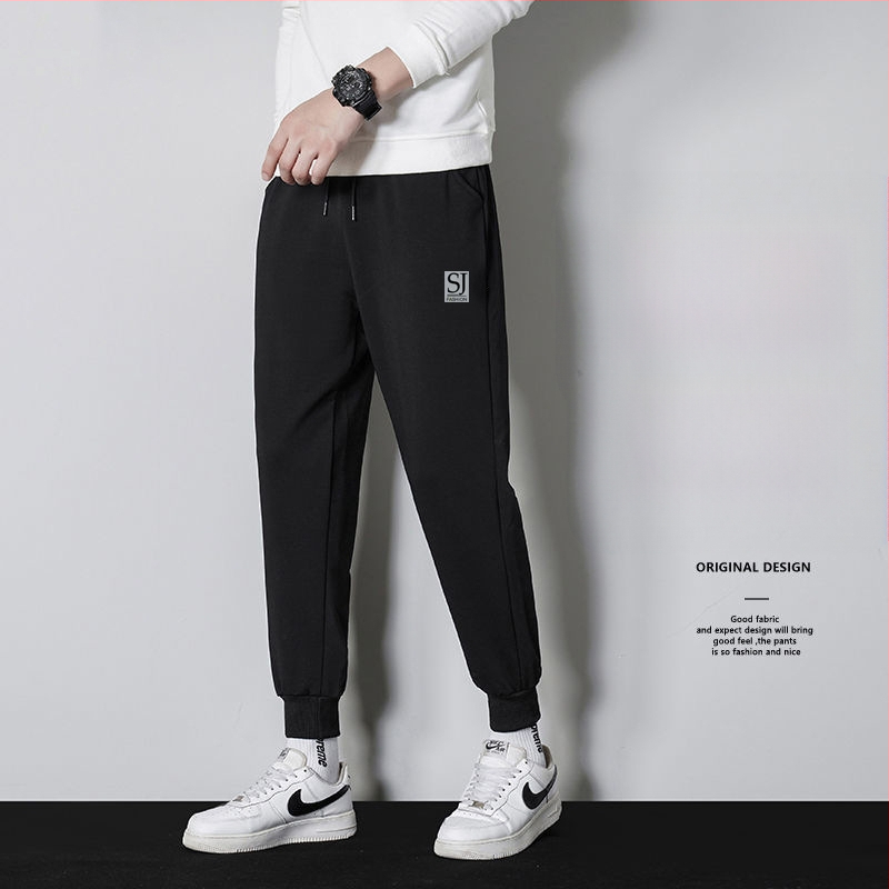 Vyrų kasdieninės kelnės su fleece įdėklu, Korėjos stiliaus haremo kelnės, laisvas kirpimas, tiesus kirpimas, žiemai (polyester, fleece, mid-waist, tether closure)