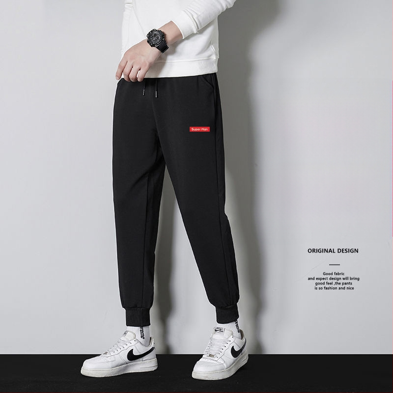 Vyrų kasdieninės kelnės su fleece įdėklu, Korėjos stiliaus haremo kelnės, laisvas kirpimas, tiesus kirpimas, žiemai (polyester, fleece, mid-waist, tether closure)