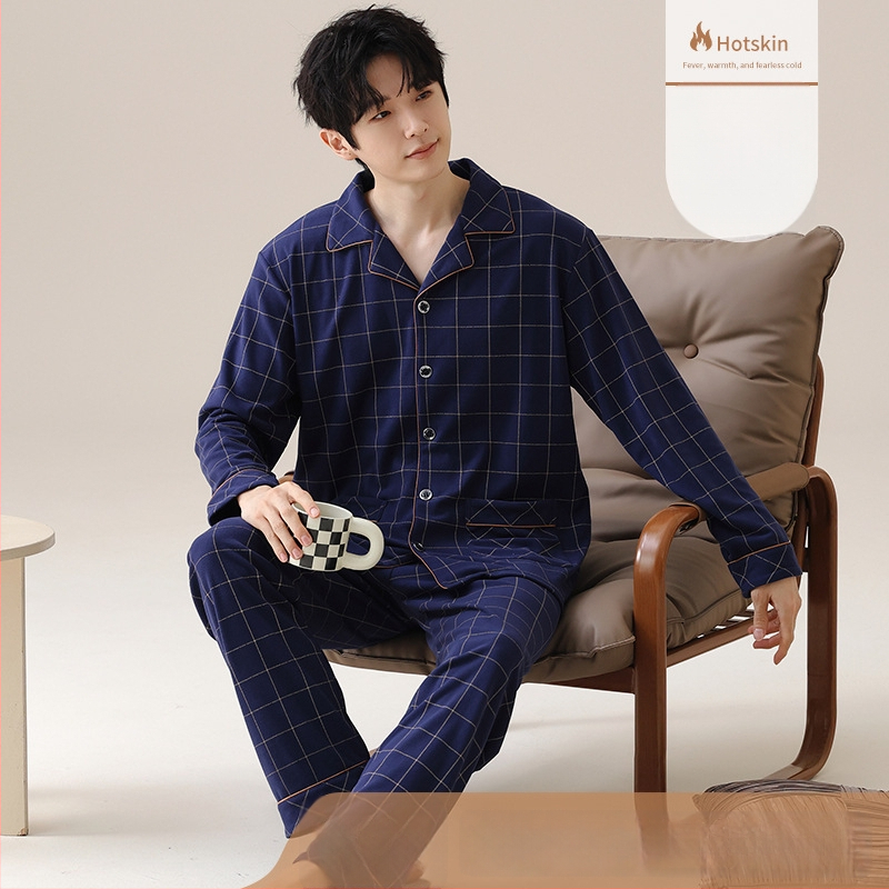 Muški topli pidžama set s kardiganom, dugi rukavi, zimski, veličine 4XL–7XL