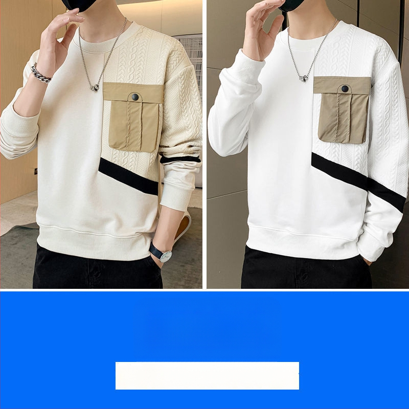 Vīriešu kapucēta puloveris ar garām piedurknēm, apaļais kakls, brīvs piegriezums, pavasara stils