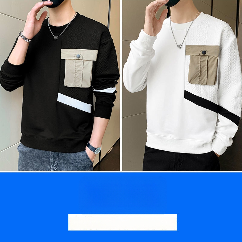 Vīriešu kapucēta puloveris ar garām piedurknēm, apaļais kakls, brīvs piegriezums, pavasara stils