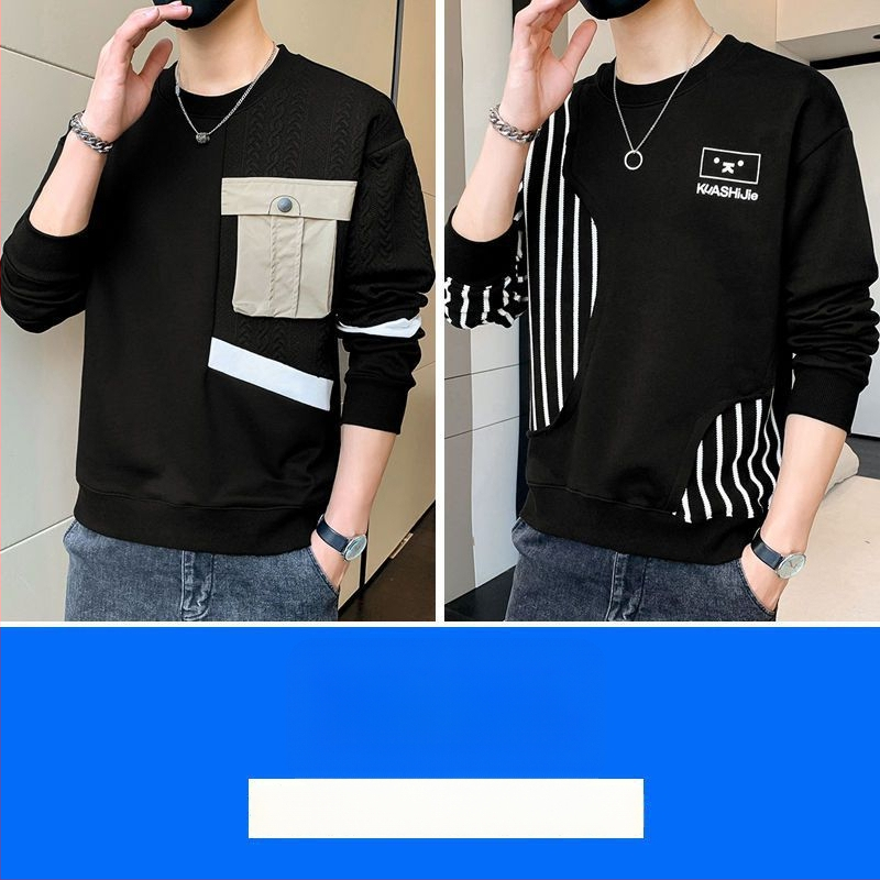 Vīriešu kapucēta puloveris ar garām piedurknēm, apaļais kakls, brīvs piegriezums, pavasara stils