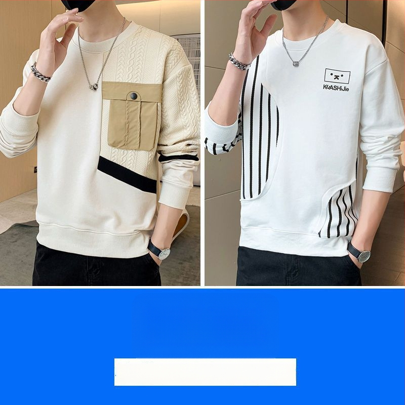 Vīriešu kapucēta puloveris ar garām piedurknēm, apaļais kakls, brīvs piegriezums, pavasara stils