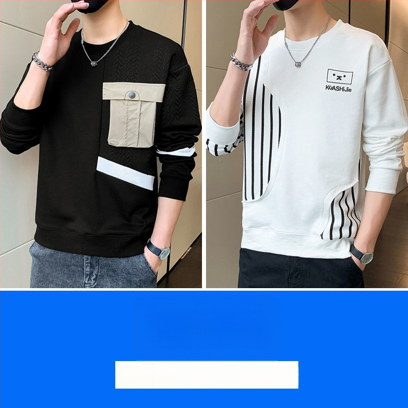 Vīriešu kapucēta puloveris ar garām piedurknēm, apaļais kakls, brīvs piegriezums, pavasara stils