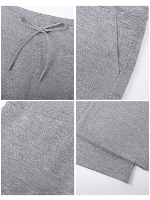 Moteriški kasdieniniai tiesūs keliai iš modalinio pluošto su poliesterio mišiniu, raištelis, tiesus kirpimas su drapavimu, smėlio plovimo apdaila