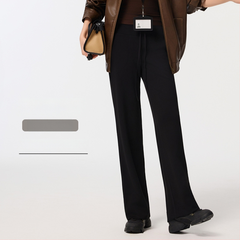 Moteriški kasdieniniai tiesūs keliai iš modalinio pluošto su poliesterio mišiniu, raištelis, tiesus kirpimas su drapavimu, smėlio plovimo apdaila