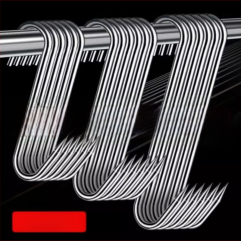 Стоманена S-образна закачалка за месо, за висящо сушено месо, риба и колбаси, електроплатиран, 170 г, модерен минималистичен стил