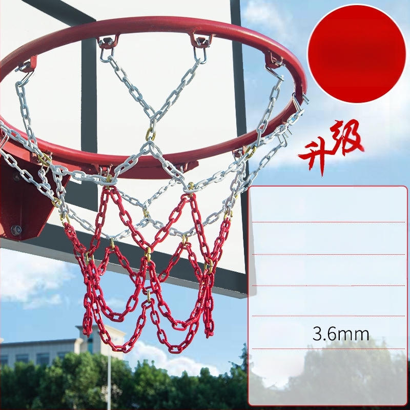 Krepšinio krepšys su geležiniu grandinės tinkleliu, sustiprintas tinklas su 13 kabliukų ir metaliniu rėmu su 12 kabliukų