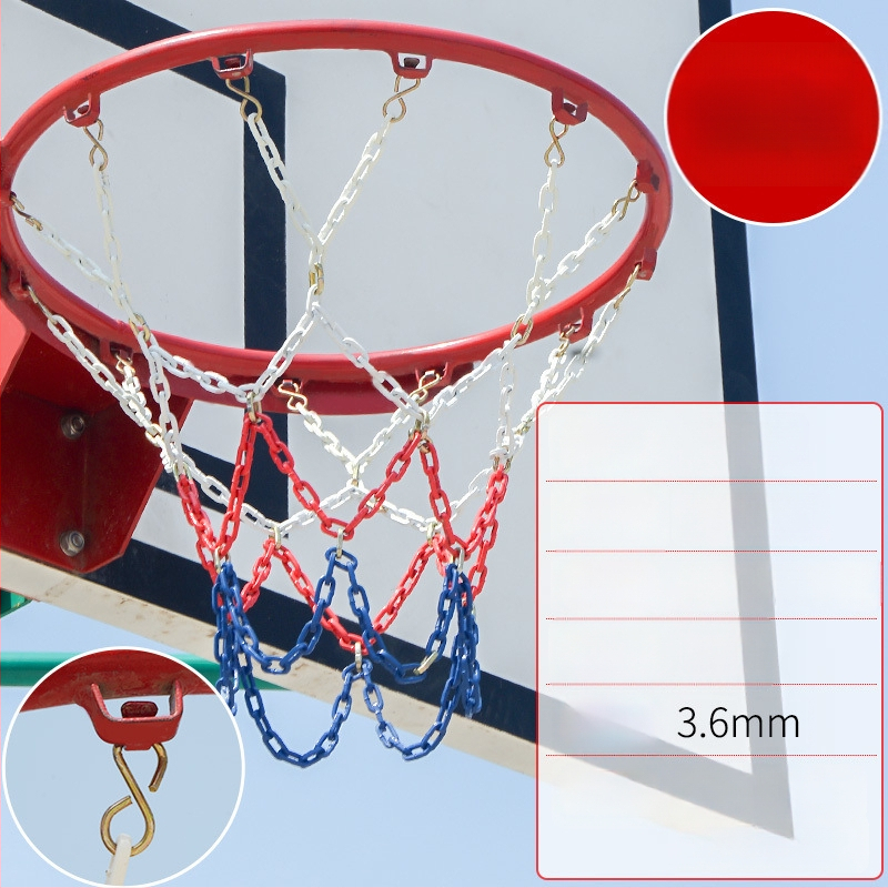 Krepšinio krepšys su geležiniu grandinės tinkleliu, sustiprintas tinklas su 13 kabliukų ir metaliniu rėmu su 12 kabliukų