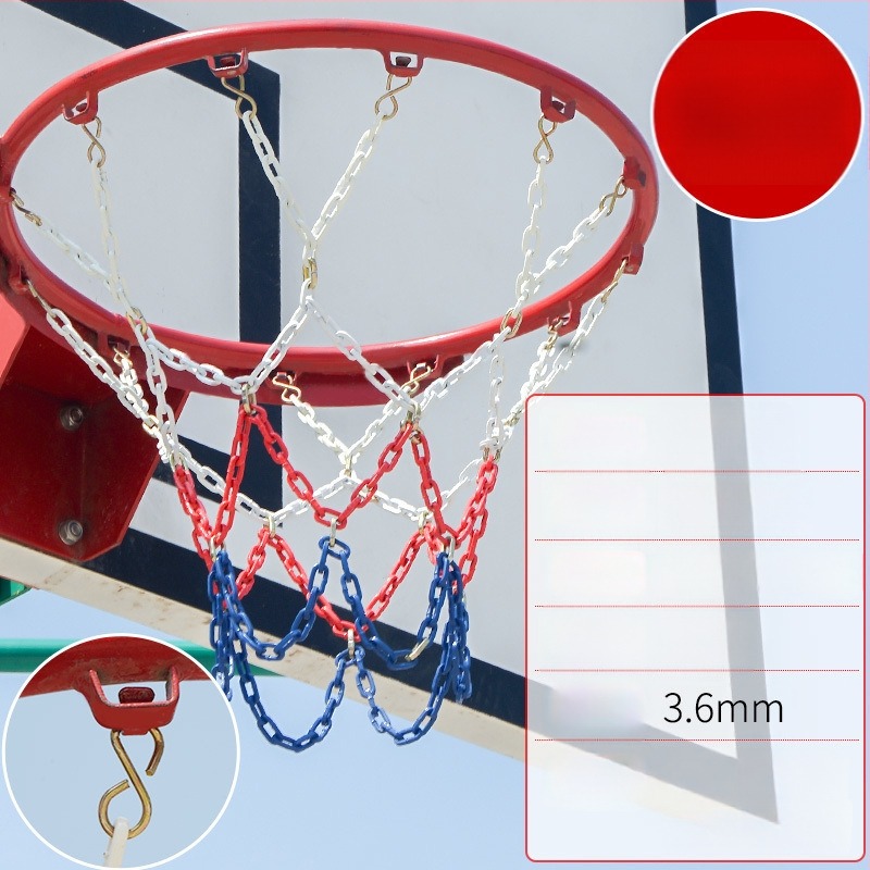 Krepšinio krepšys su geležiniu grandinės tinkleliu, sustiprintas tinklas su 13 kabliukų ir metaliniu rėmu su 12 kabliukų