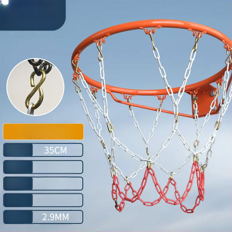 Krepšinio krepšys su geležiniu grandinės tinkleliu, sustiprintas tinklas su 13 kabliukų ir metaliniu rėmu su 12 kabliukų