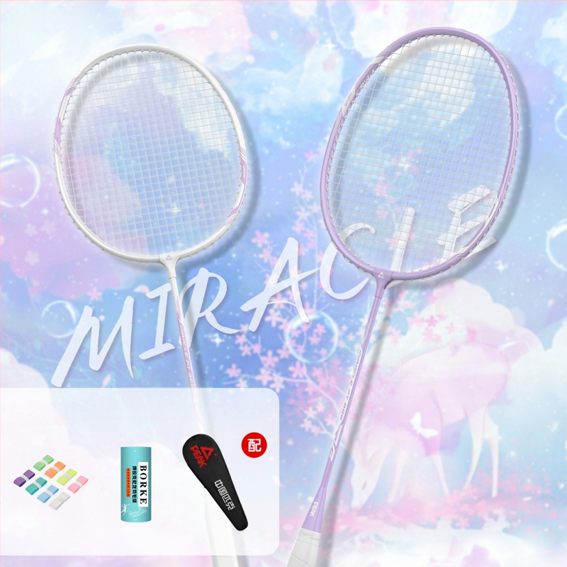Badmintono raketė su anglies pluošto rėmu, ultralengva, 95–100 g, rankenos storis G5, nailoniniai siūlai, tiesus smūgis, treniruotei