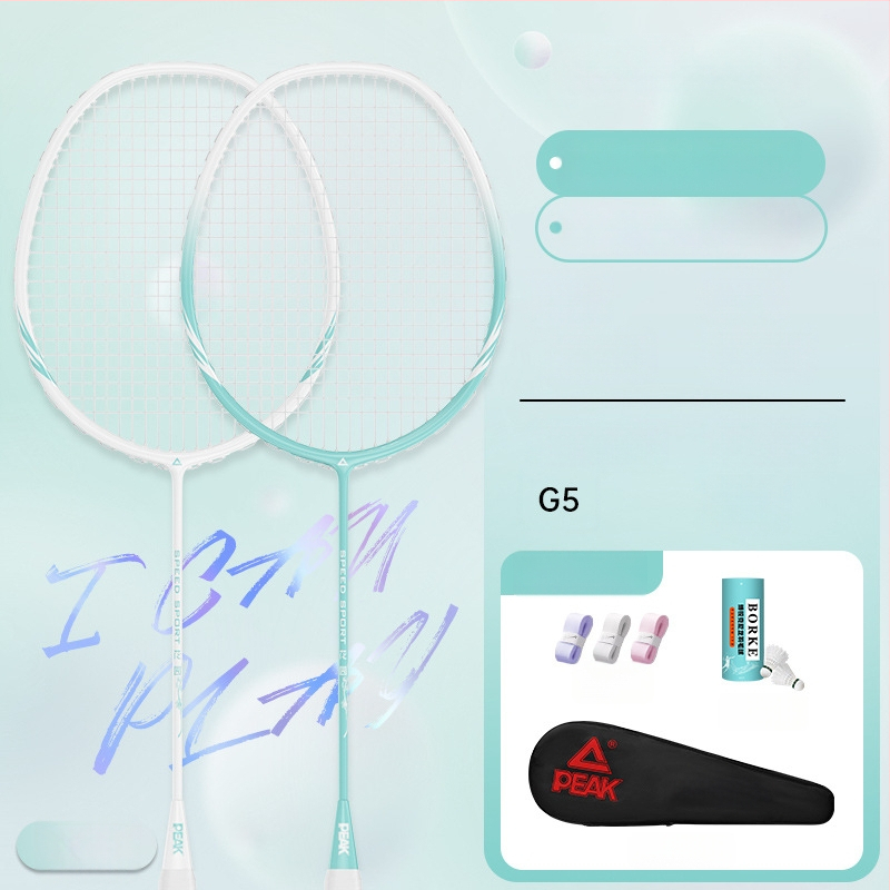 Badmintono raketė su anglies pluošto rėmu, ultralengva, 95–100 g, rankenos storis G5, nailoniniai siūlai, tiesus smūgis, treniruotei