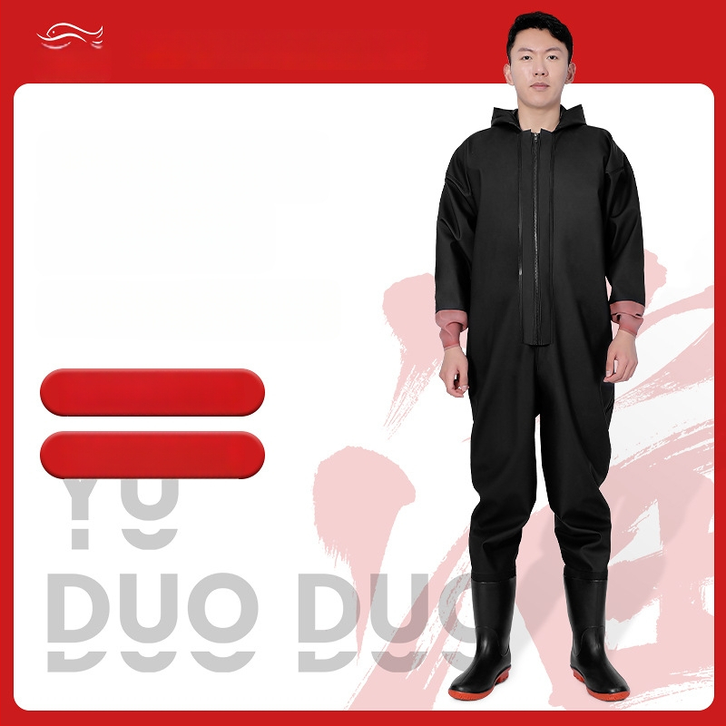 Yuduoduo PVC viso kūno vandeniui atsparus kombinezonas su integruota gelbėjimosi liemene žvejybai ir plaukimui; be kišenių