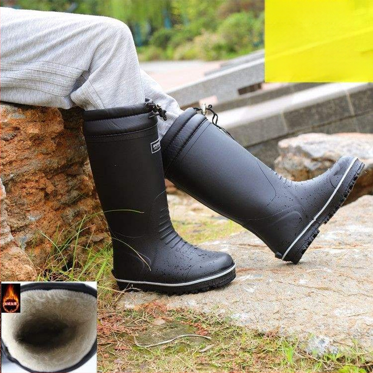 Meeste kõrged vihmasaapad kummist tallaga, libisemiskindlad, soojad ja vastupidavad