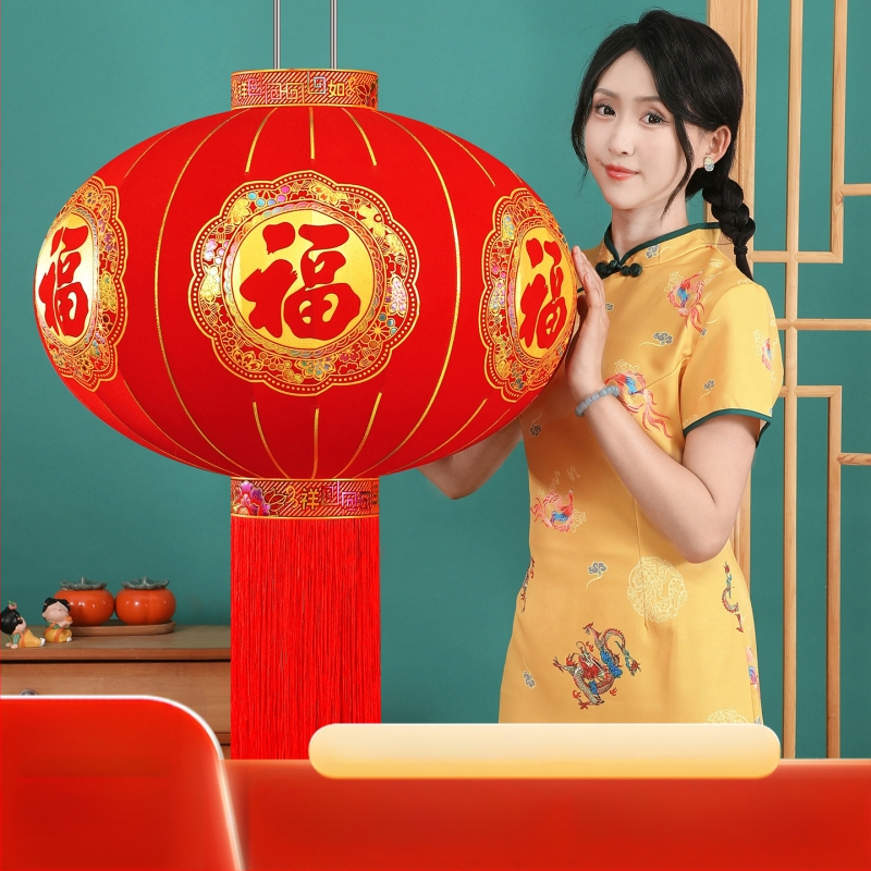 Žibintas iš flokiruotos medžiagos, apvalios formos, karšto štampavimo technologija, ženklas Zifu, klasikinis stilius