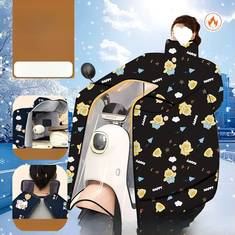 Pelerină de iarnă pentru corp întreg, cu căptușeală de fleece, anti-vânt, protecție pentru gât și umeri, din țesătură Oxford