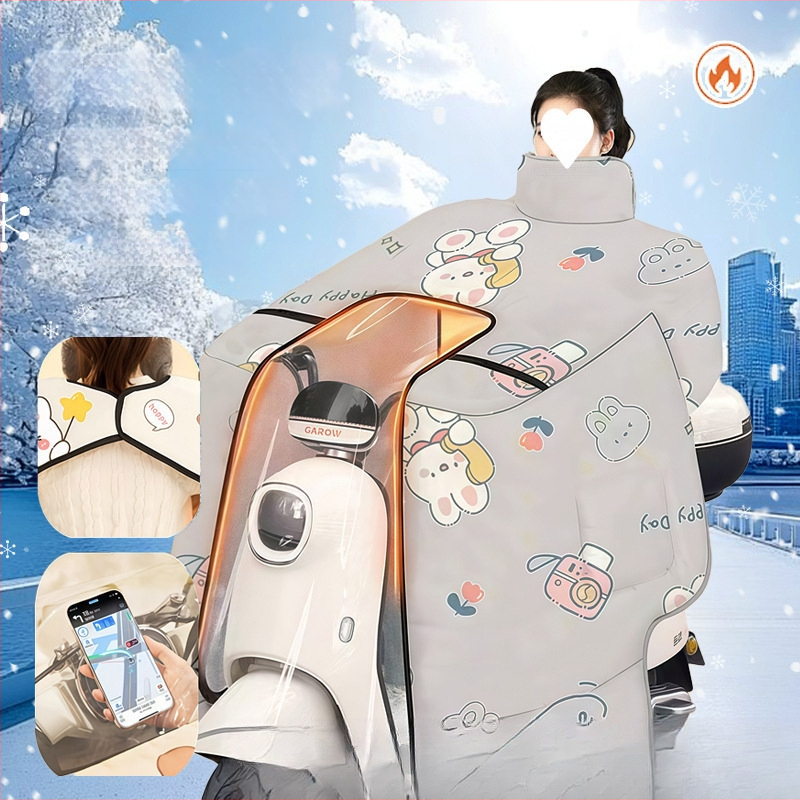 Pelerină de iarnă pentru corp întreg, cu căptușeală de fleece, anti-vânt, protecție pentru gât și umeri, din țesătură Oxford