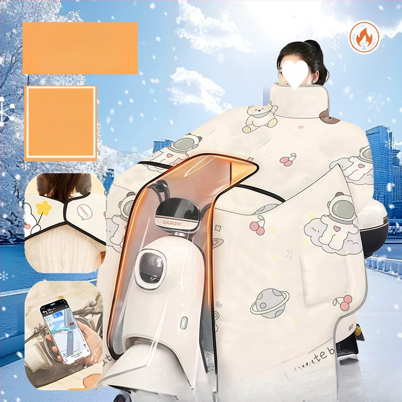 Pelerină de iarnă pentru corp întreg, cu căptușeală de fleece, anti-vânt, protecție pentru gât și umeri, din țesătură Oxford