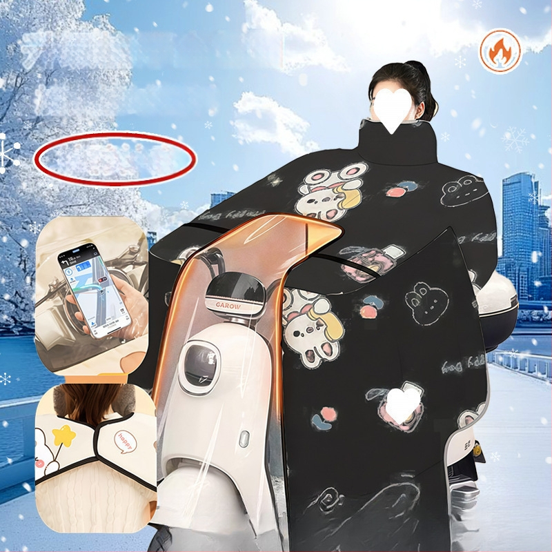 Pelerină de iarnă pentru corp întreg, cu căptușeală de fleece, anti-vânt, protecție pentru gât și umeri, din țesătură Oxford