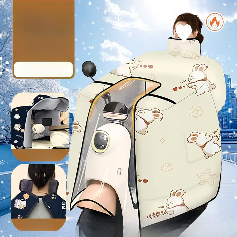 Pelerină de iarnă pentru corp întreg, cu căptușeală de fleece, anti-vânt, protecție pentru gât și umeri, din țesătură Oxford