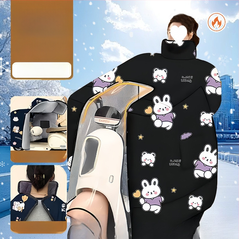 Pelerină de iarnă pentru corp întreg, cu căptușeală de fleece, anti-vânt, protecție pentru gât și umeri, din țesătură Oxford