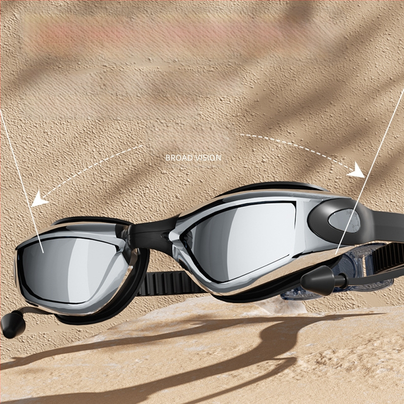 Pieaugušo peldēšanas brilles un cepures komplekts – antifog, lielais rāmis, PC lēcas, ūdensizturīgs