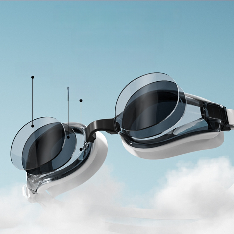 RESHEIR Anti-fog peldēšanas briļes pieaugušajiem, PC lēcas, piemērotas miopijai, acu aizsardzība