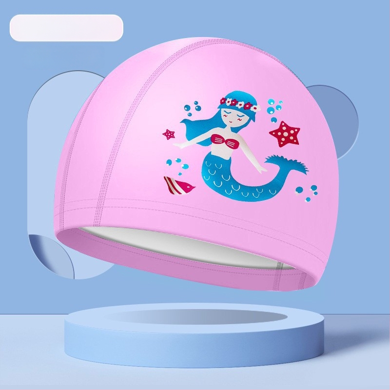 Bērnu peldēšanas brilles ar karikatūru dizainu, PC lēcas, ūdensdrošas un pret miglošanos, komplektā peldcepure