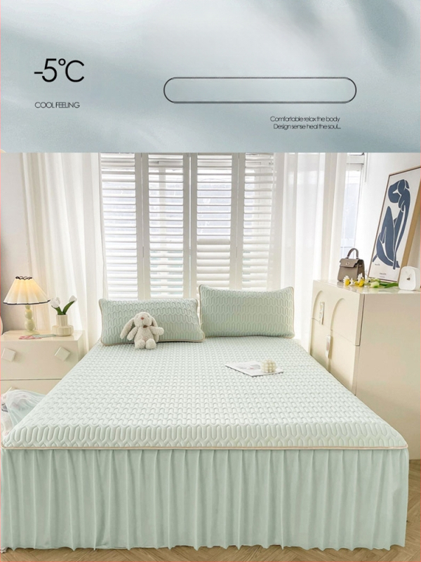 3 dalių latekso vėsinimo kilimėlių komplektas lovai (natūralus lateksas; latekso kiekis 90%+; išspausdintas audinys; universalus stilius; be pritaikymo)