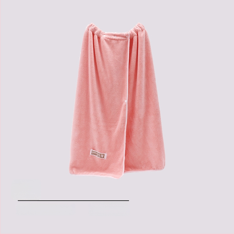 Suaugusiųjų moterų koralinis fliso chalatas, sagties užsegimas, dėvimas kaip rankšluostis, greitai džiūstanti plaukų kepurė