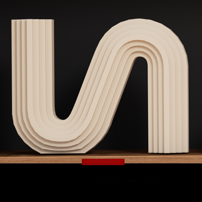 Kerámia absztrakt geometriai figura szobor – egyszerű, modern stílusban, Craftsman Thirteen márkával (Készítő kód 553186337)