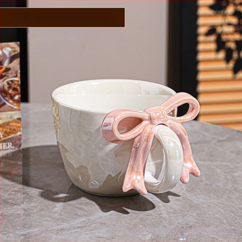 Kohvitassi ja alus taldrikut komplekt lipsu sõlmega, keraamiline disain, Põhjamaine stiil, 700 g, pakkimine paberkastiga, kohandatav