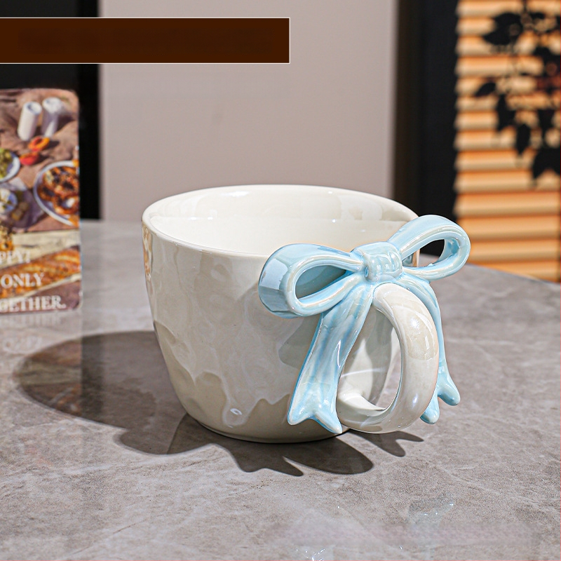 Kohvitassi ja alus taldrikut komplekt lipsu sõlmega, keraamiline disain, Põhjamaine stiil, 700 g, pakkimine paberkastiga, kohandatav